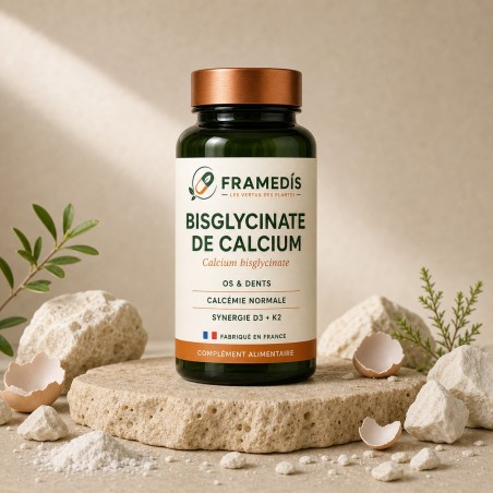 Bisglycinate de Calcium 90 gélules — Os, dents, vit D3 K2 | Framedis