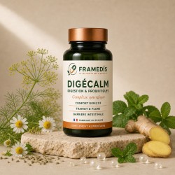DigéCalm 30 gélules — Digestion, probiotiques, transit | Framedis