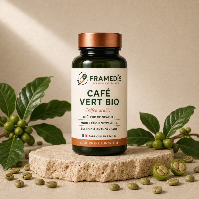 Café Vert BIO 200 gélules — Minceur, glycémie, énergie | Framedis