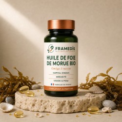 Huile de Foie de Morue BIO 200 capsules — Vitamines A, D, oméga 3 | Framedis