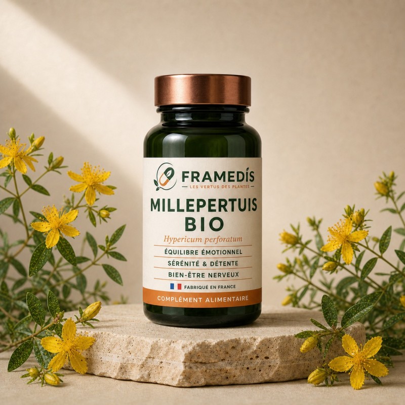 Millepertuis BIO 200 gélules — Équilibre émotionnel et sérénité | Framedis