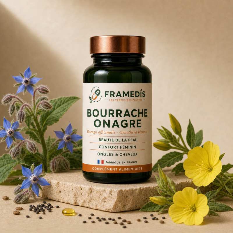Bourrache-Onagre BIO en capsules — Peau & cycle | Framedis