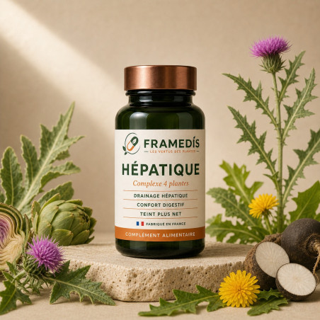 Hépatique 200 gélules - Drainage du foie 4 plantes | Framedis