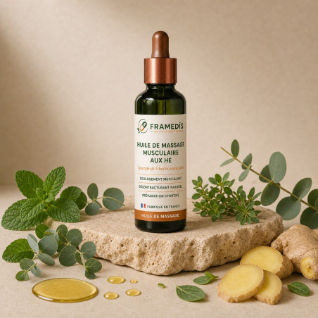 Huile de Massage Musculaire aux HE 100 ml | Framedis
