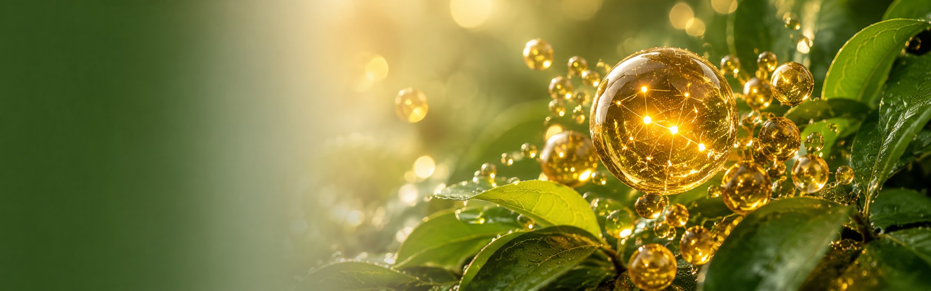 Gélules de coenzyme Q10 d'un orange doré sur un fond clair et épuré, évoquant l'énergie cellulaire et la vitalité