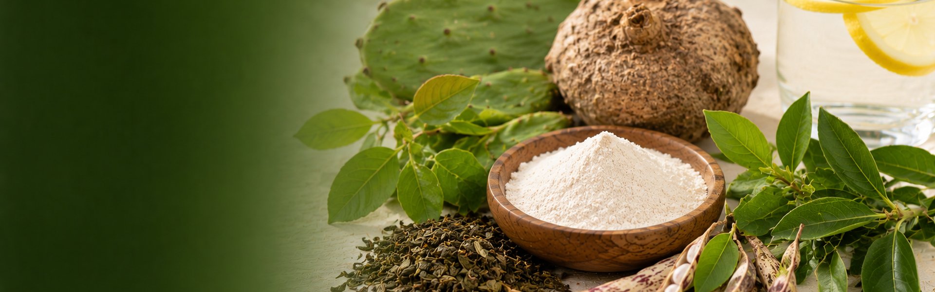 Coupe-faim naturels et compléments minceur : gélules de konjac bio, poudre de nopal et feuilles de thé vert